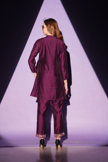 Wine-Colored Fusion Co-Ord Set