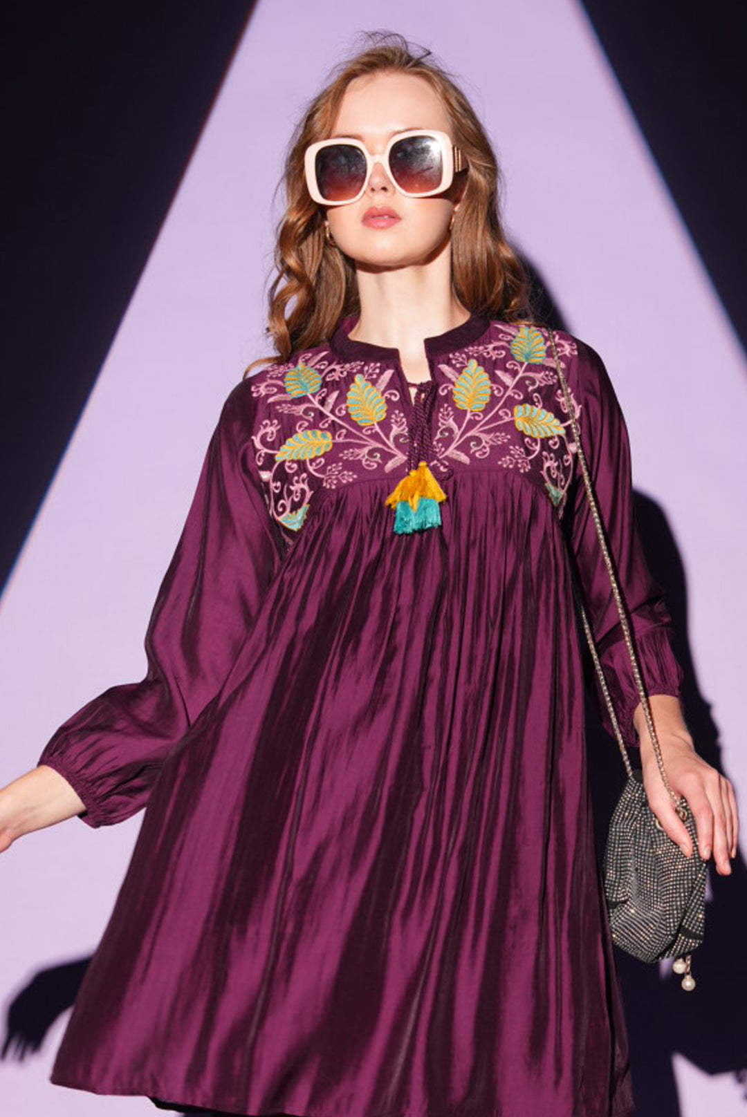 Wine-Colored Fusion Co-Ord Set