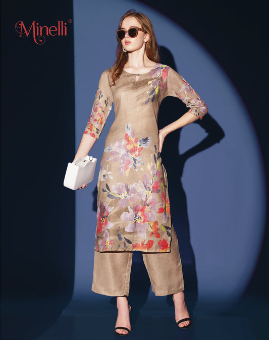 Brown-Colored Kurtique Co-Ord Set