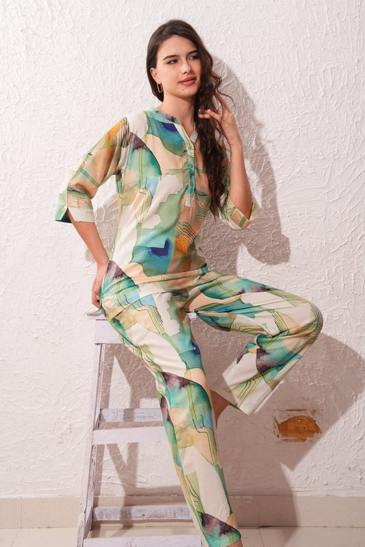 Womens Printed Nightsuit - Multi