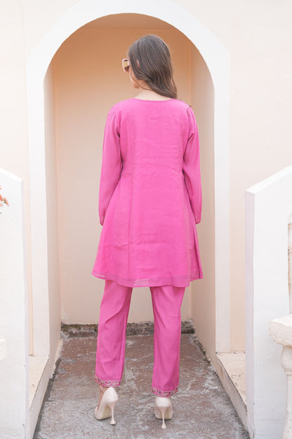 Hot pink-Colored Fusion Co-Ord Set