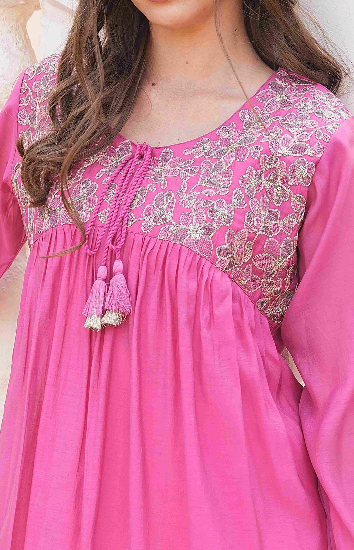 Hot pink-Colored Fusion Co-Ord Set