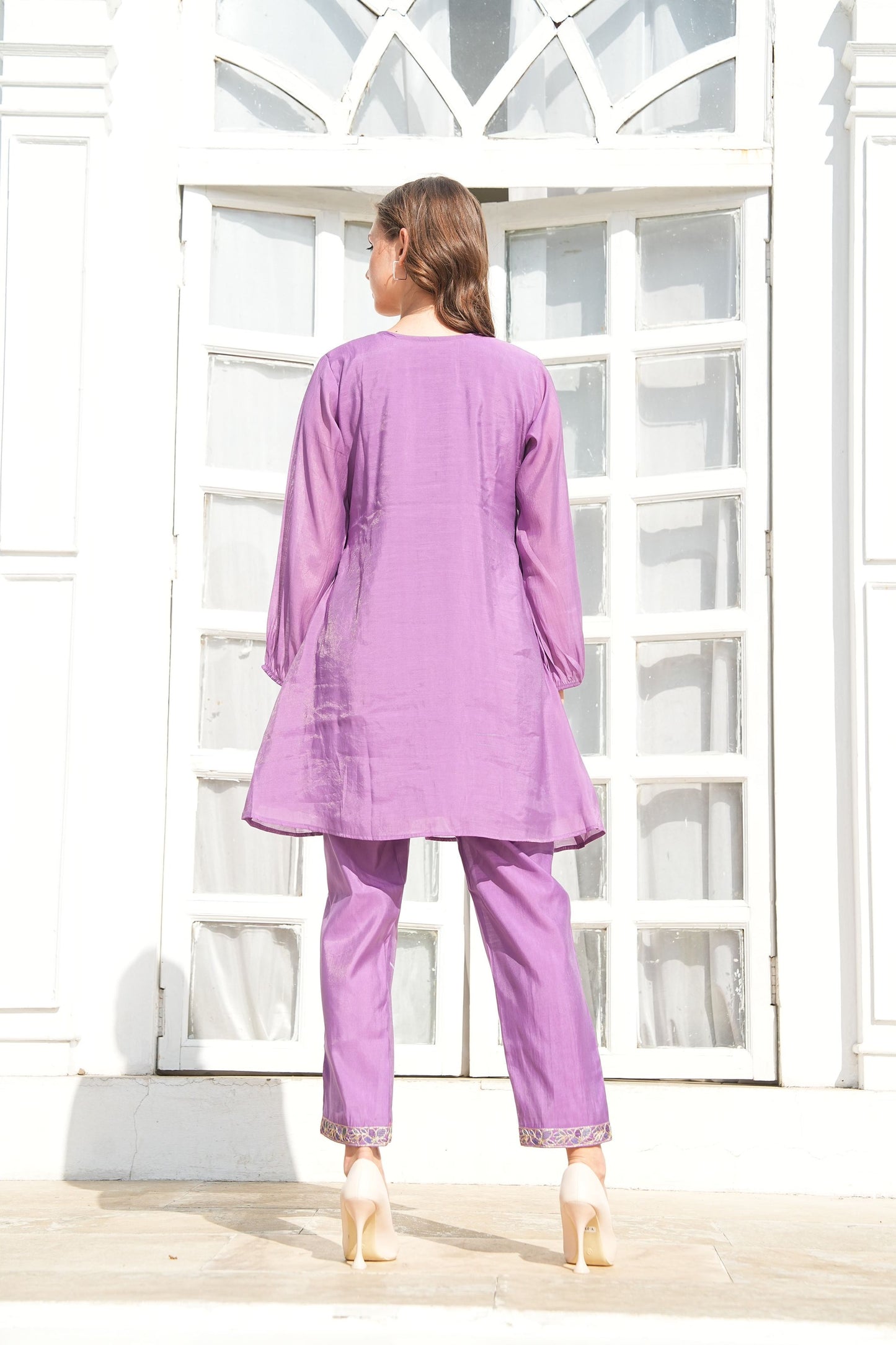 Dark Lilac-Colored Fusion Co-Ord Set
