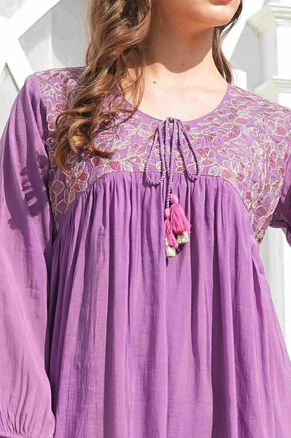 Dark Lilac-Colored Fusion Co-Ord Set