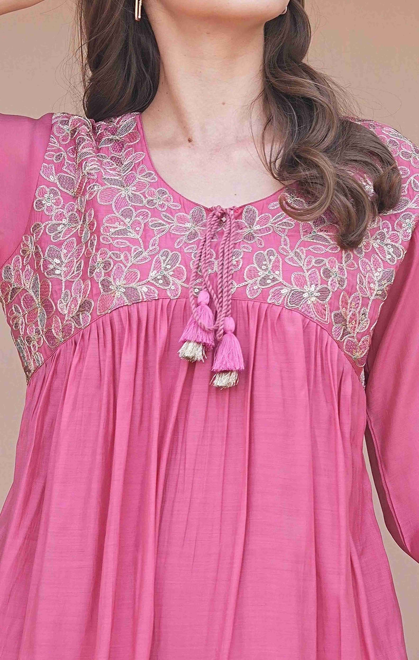 Persian Pink-Colored Fusion Co-Ord Set