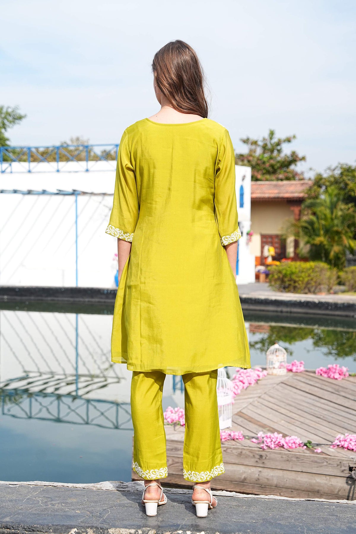 Mehandi-Colored Fusion Co-Ord Set
