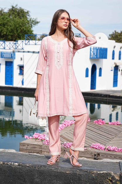 Pink-Colored Fusion Co-Ord Set