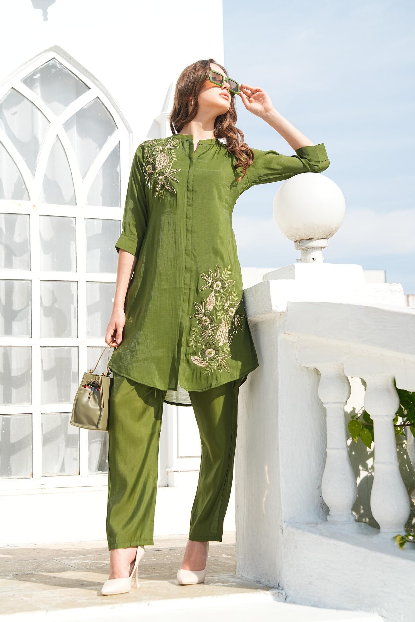 Olive-Colored Fusion Co-Ord Set