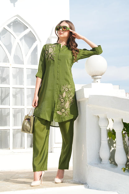 Olive-Colored Fusion Co-Ord Set