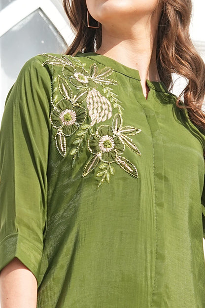 Olive-Colored Fusion Co-Ord Set