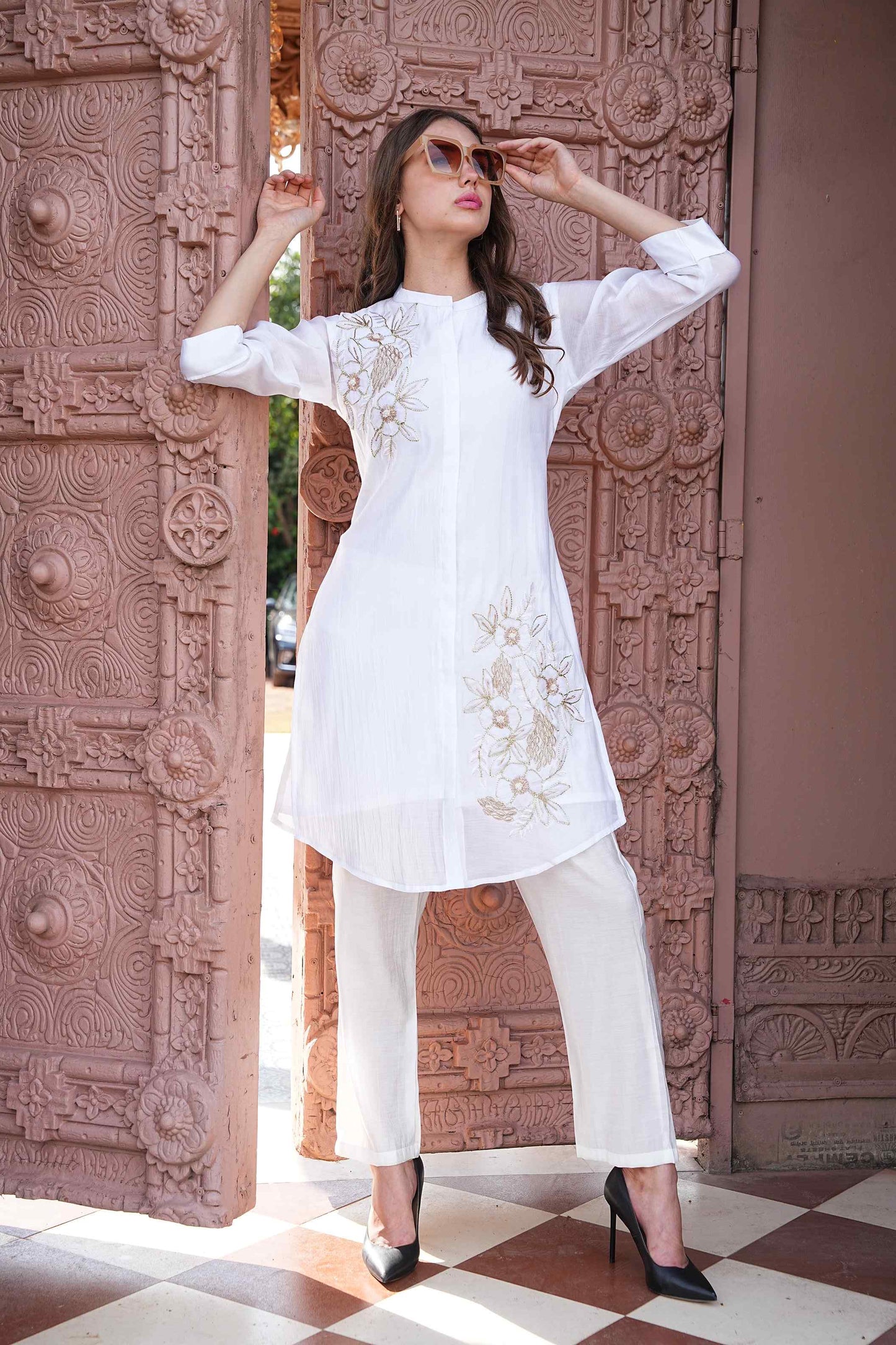 White-Colored Fusion Co-Ord Set