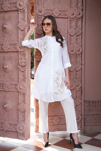 White-Colored Fusion Co-Ord Set