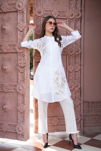White-Colored Fusion Co-Ord Set