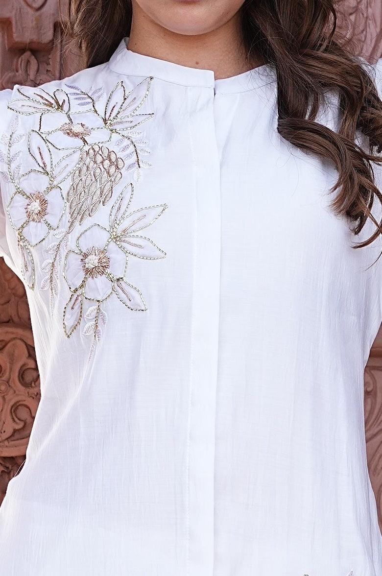 White-Colored Fusion Co-Ord Set
