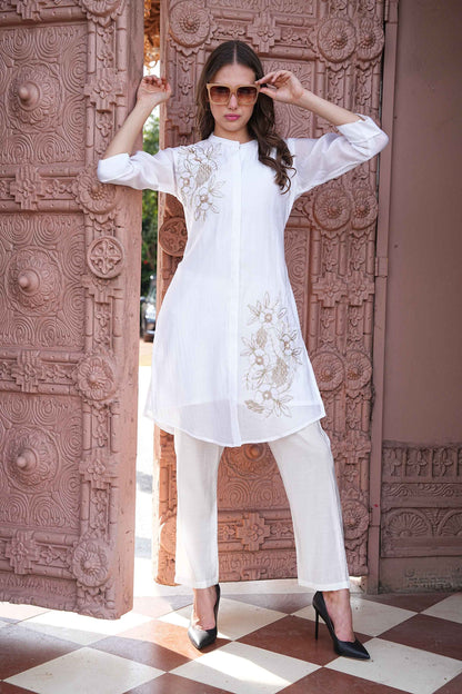 White-Colored Fusion Co-Ord Set