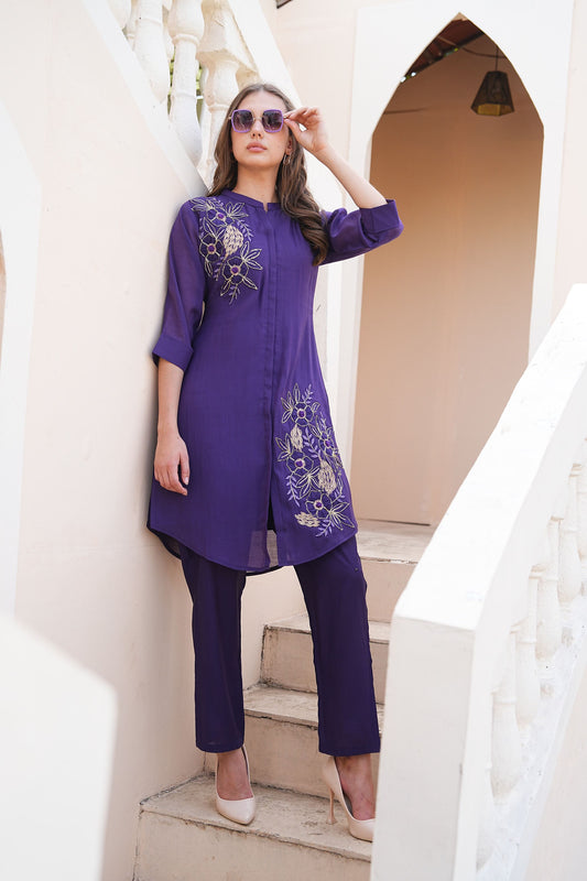 Purple-Colored Fusion Co-Ord Set