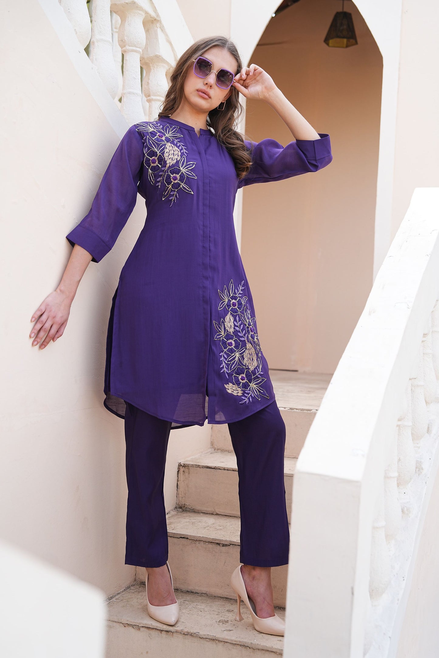 Purple-Colored Fusion Co-Ord Set