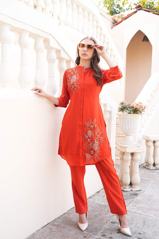 Orange-Colored Fusion Co-Ord Set