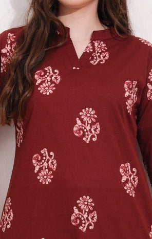Rust-Colored Printed Co-Ord Set
