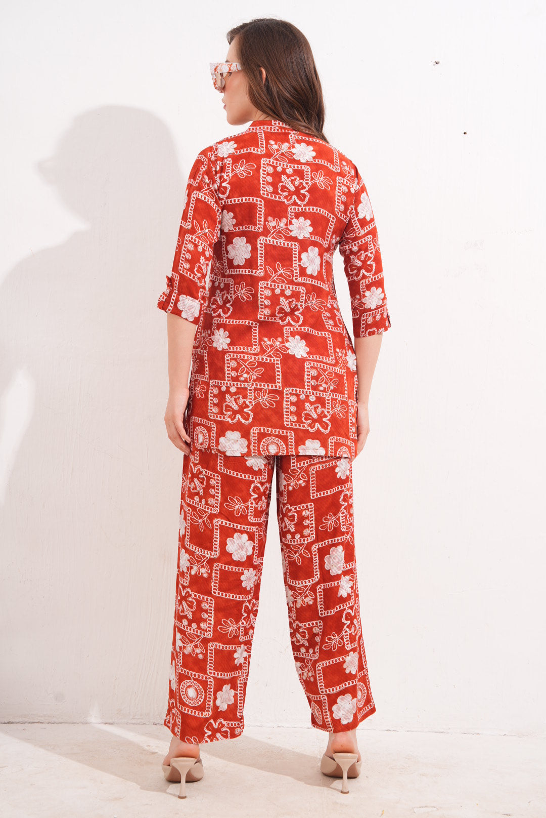 Rust-Colored Printed Co-Ord Set