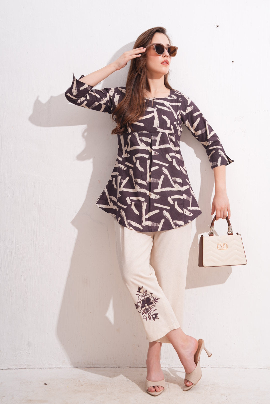 Brownish Purple-Colored Printed Co-Ord Set
