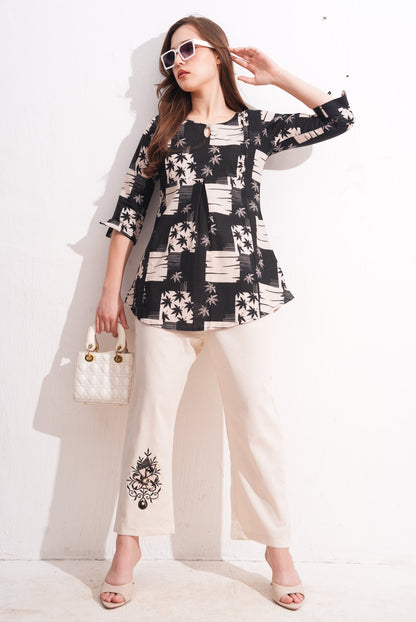 Black Eel-Colored Printed Co-Ord Set