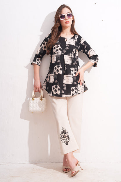 Black Eel-Colored Printed Co-Ord Set