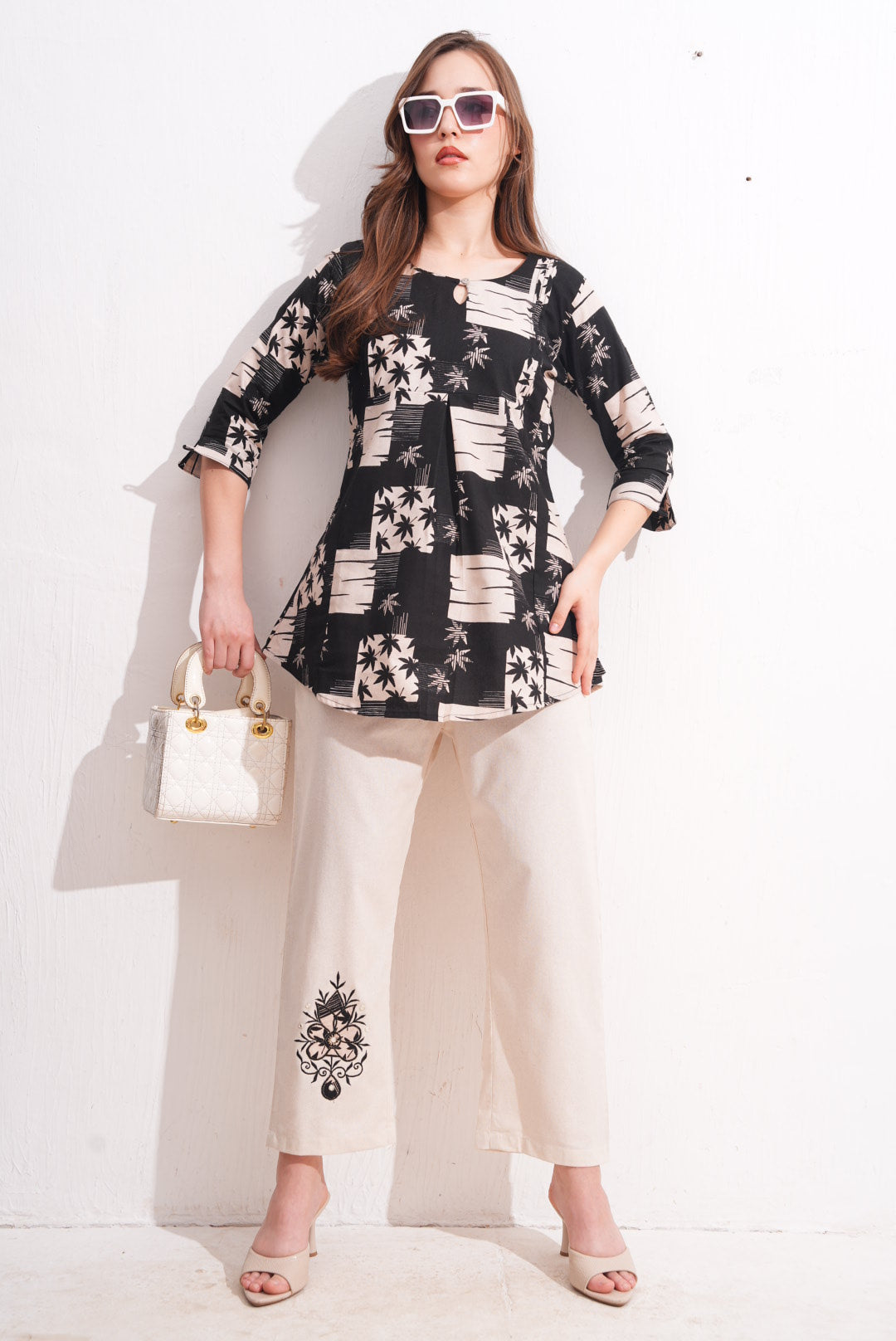Black Eel-Colored Printed Co-Ord Set