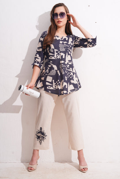 Purple Taupe-Colored Printed Co-Ord Set