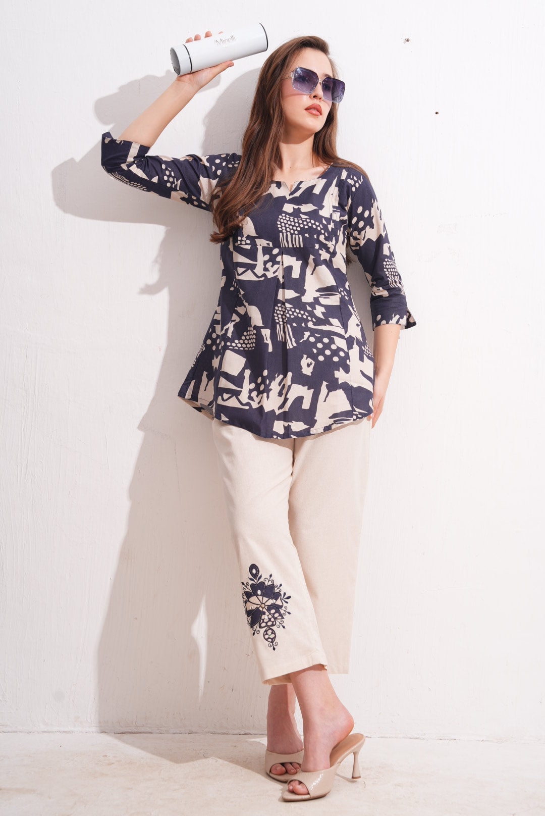 Purple Taupe-Colored Printed Co-Ord Set