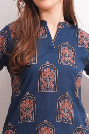 Navy Blue-Colored Printed Co-Ord Set