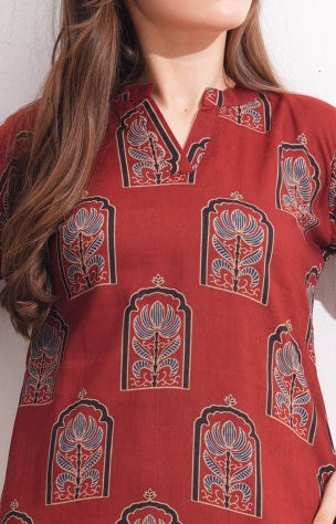 Rust-Colored Printed Co-Ord Set