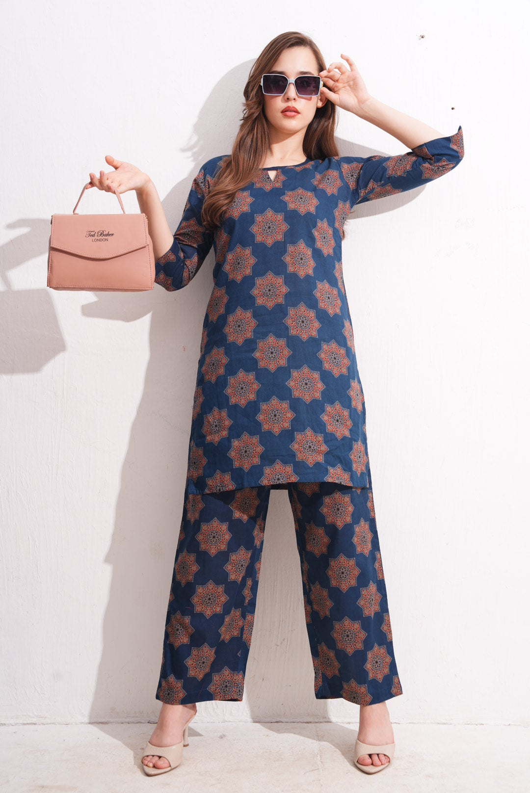 Navy Blue-Colored Printed Co-Ord Set