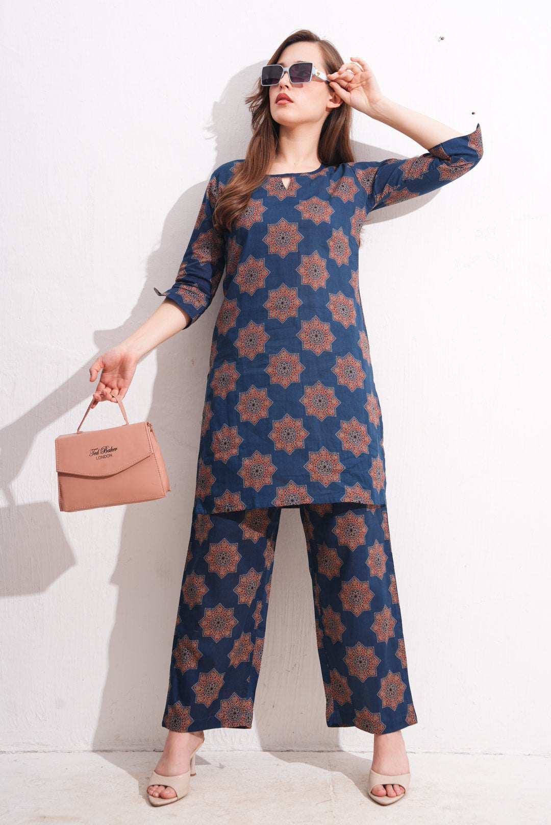 Navy Blue-Colored Printed Co-Ord Set