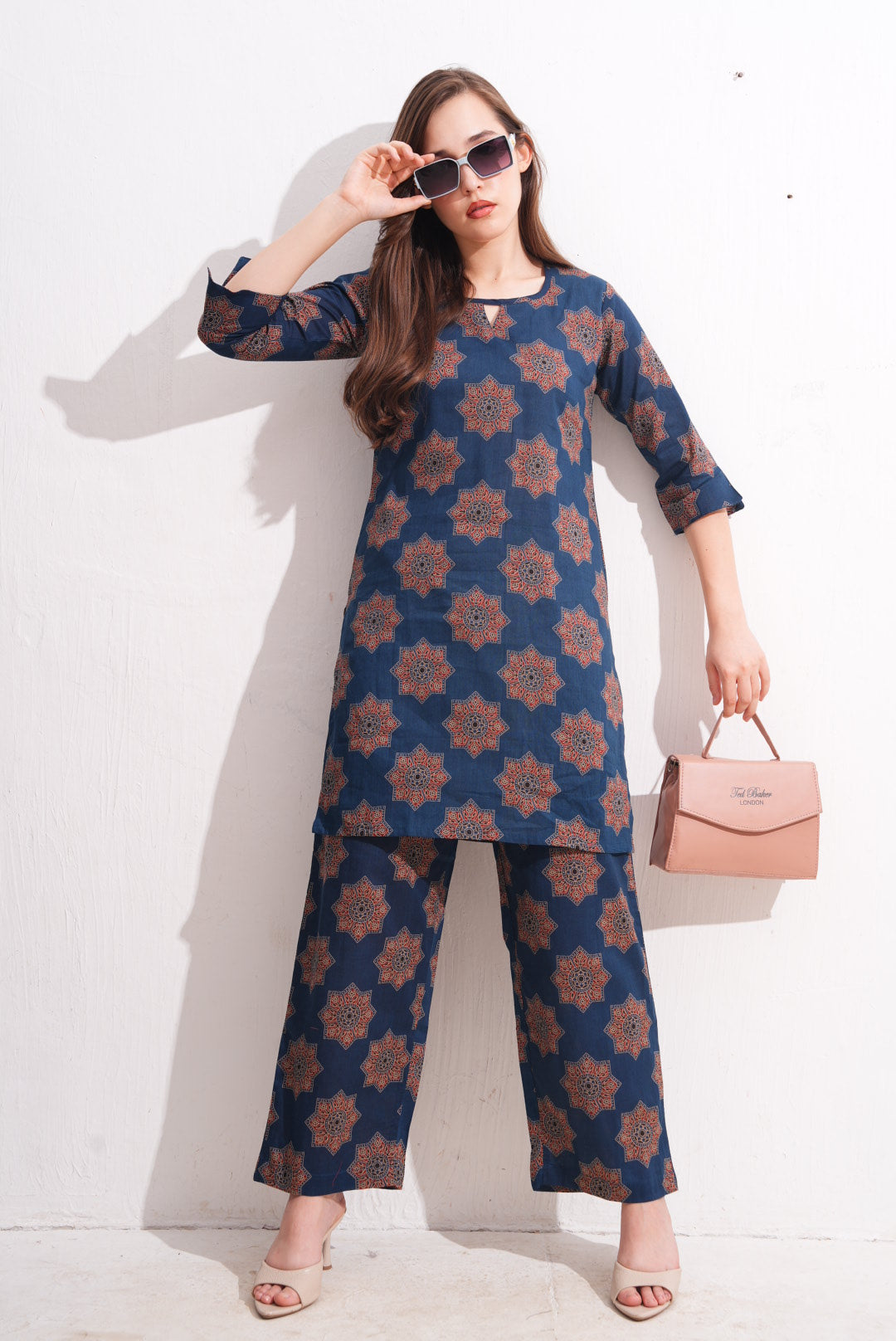 Navy Blue-Colored Printed Co-Ord Set