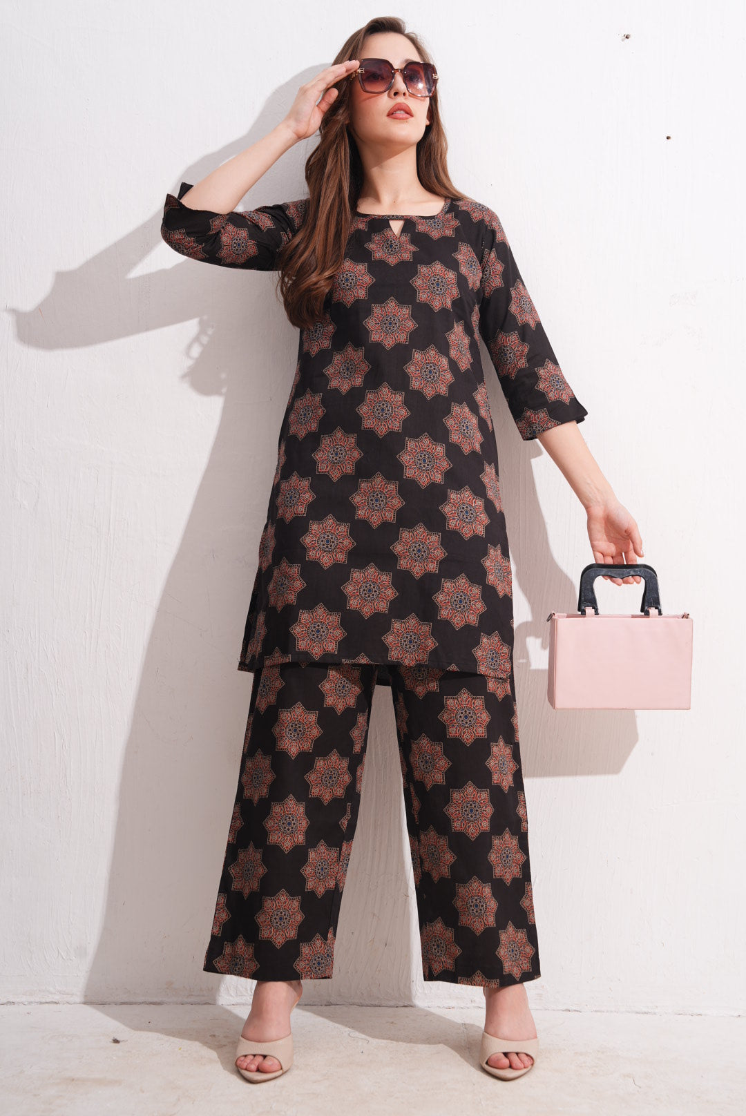 Coffee Brown-Colored Printed Co-Ord Set