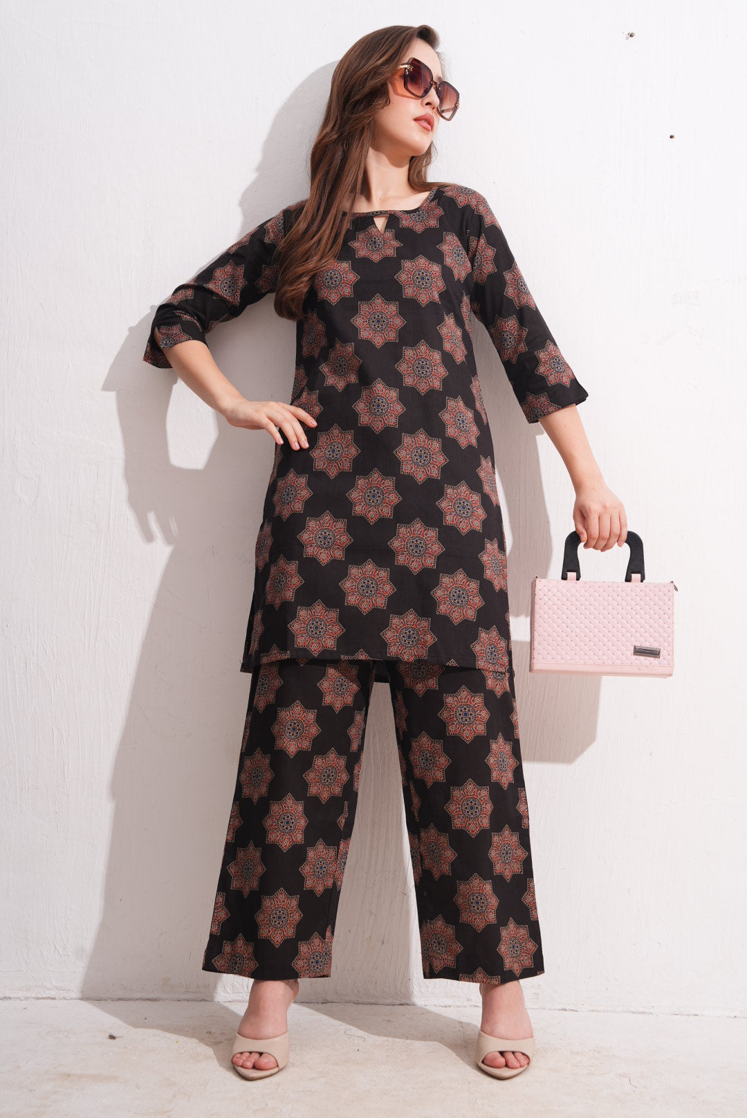 Coffee Brown-Colored Printed Co-Ord Set