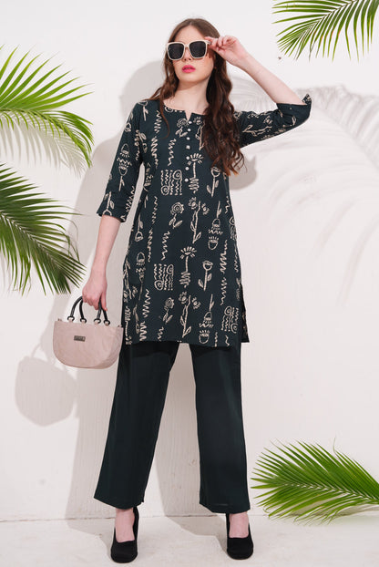 Indigo-Colored Printed Co-Ord Set