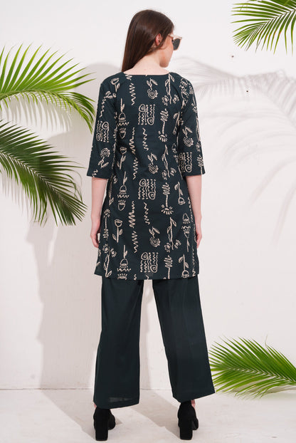 Indigo-Colored Printed Co-Ord Set