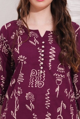 Magenta-Colored Printed Co-Ord Set