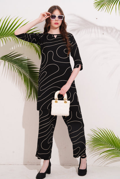 Black-Colored Printed Co-Ord Set