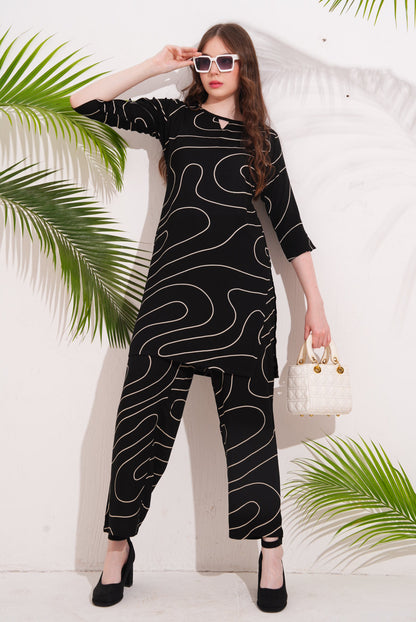 Black-Colored Printed Co-Ord Set