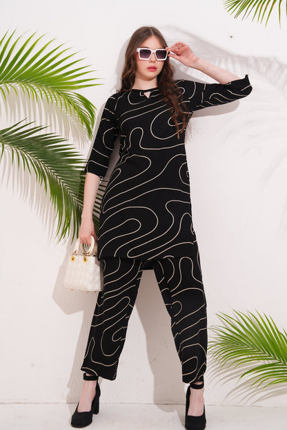 Black-Colored Printed Co-Ord Set