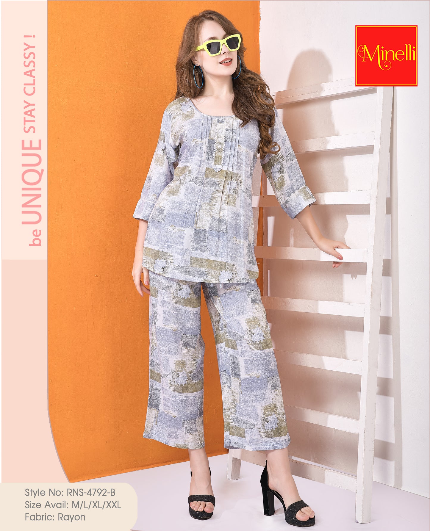 Womens Printed Co Ord Set - Blue