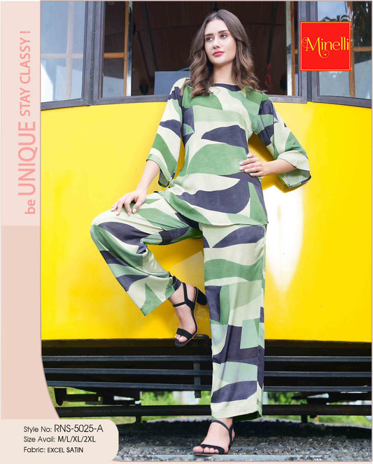 Green-Colored Printed Co Ord Set