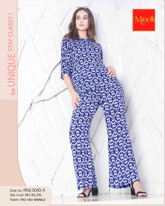 Blue-Colored Printed Co Ord Set