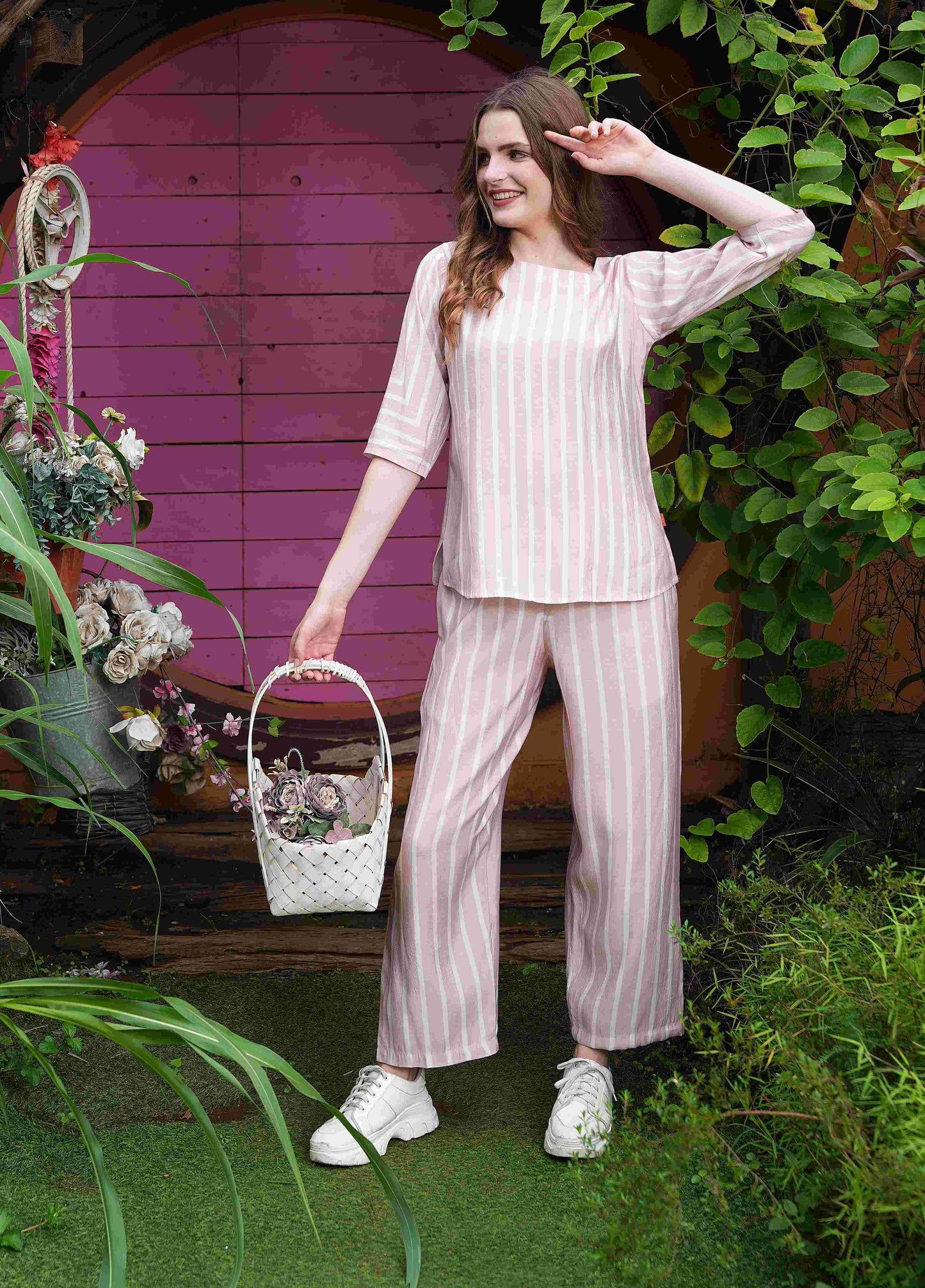 Peach-Colored Printed Co-Ord Set