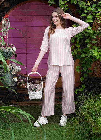Peach-Colored Printed Co-Ord Set