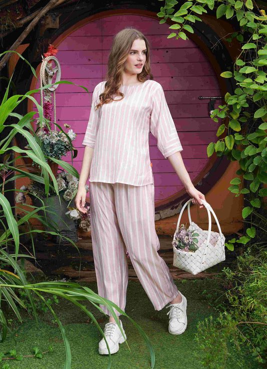 Peach-Colored Printed Co-Ord Set