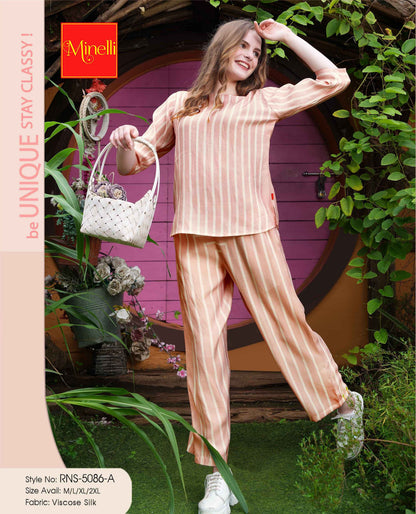 Peach-Colored Printed Co-Ord Set